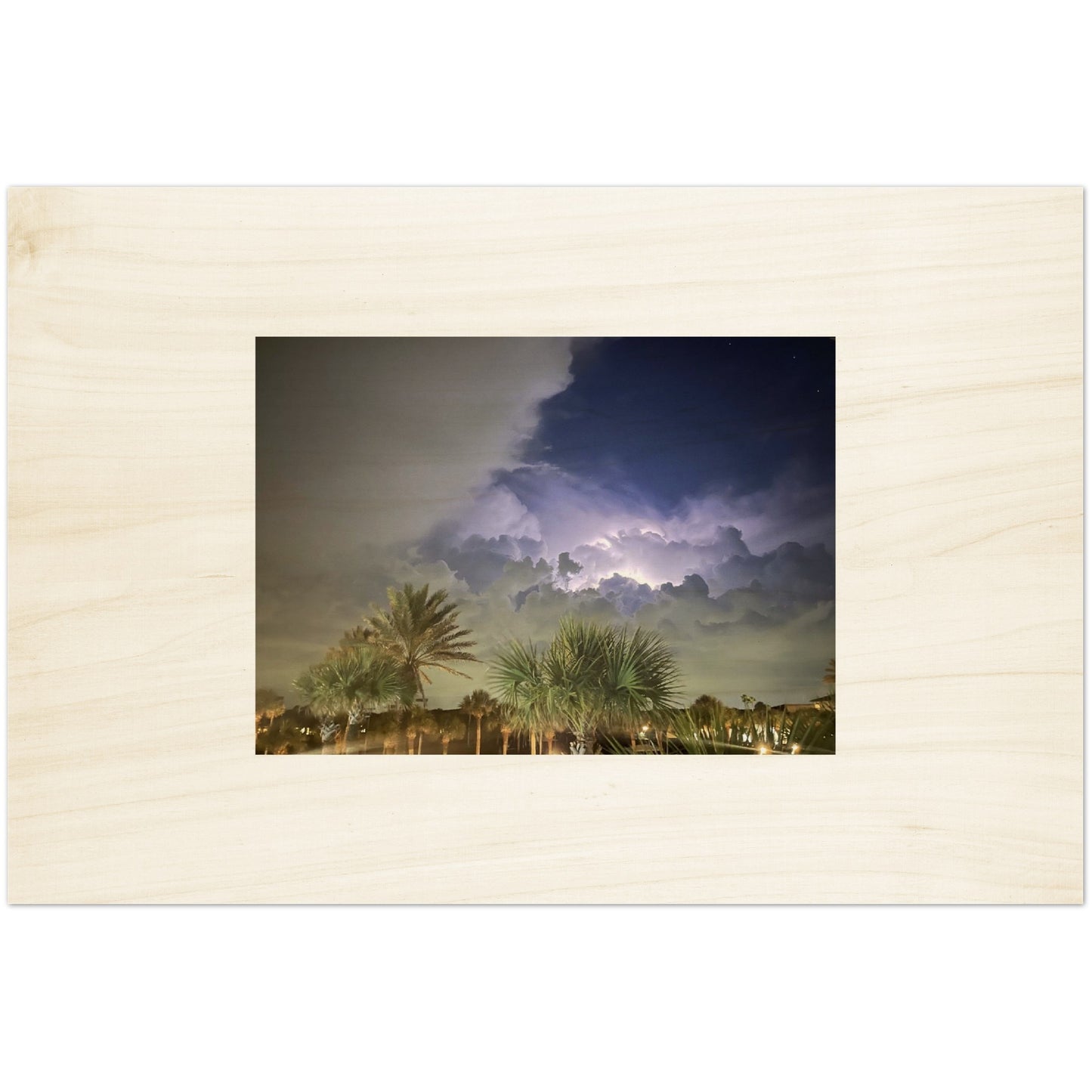 Lightning Over Punta Gorda Wood Prints