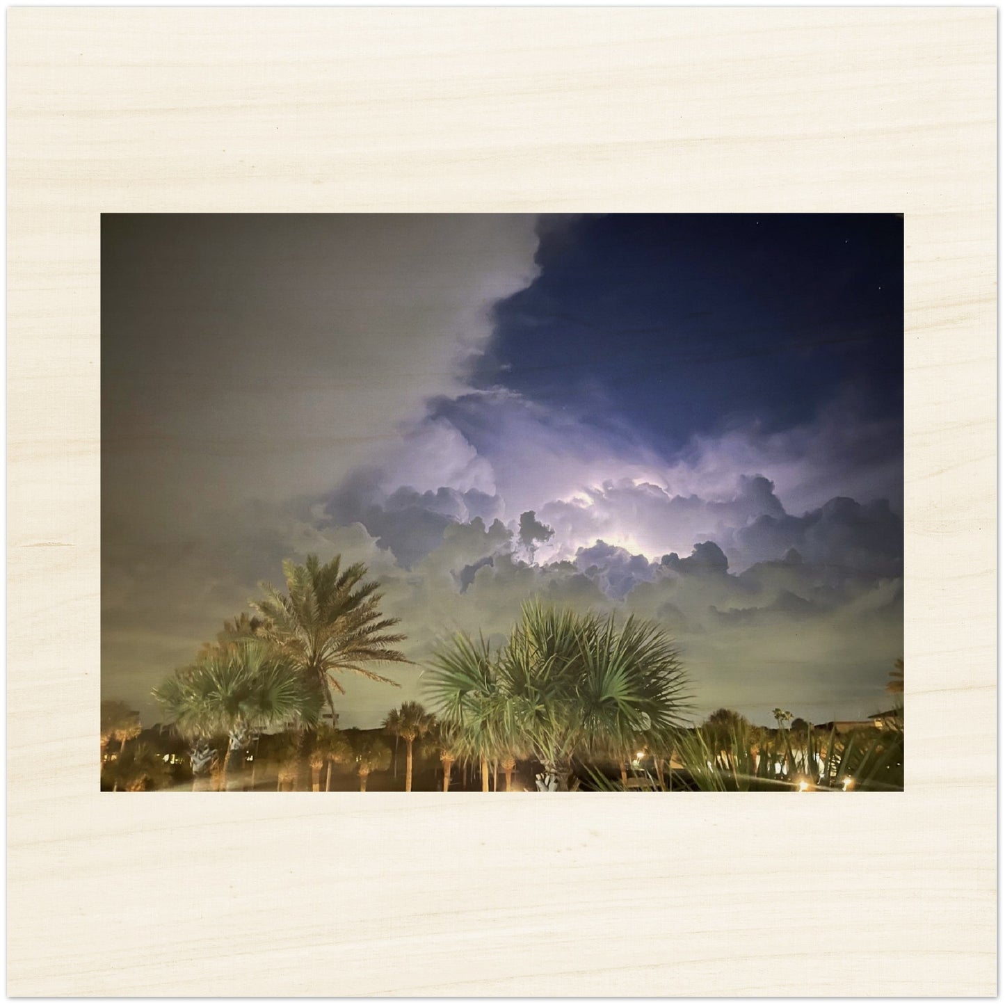 Lightning Over Punta Gorda Wood Prints