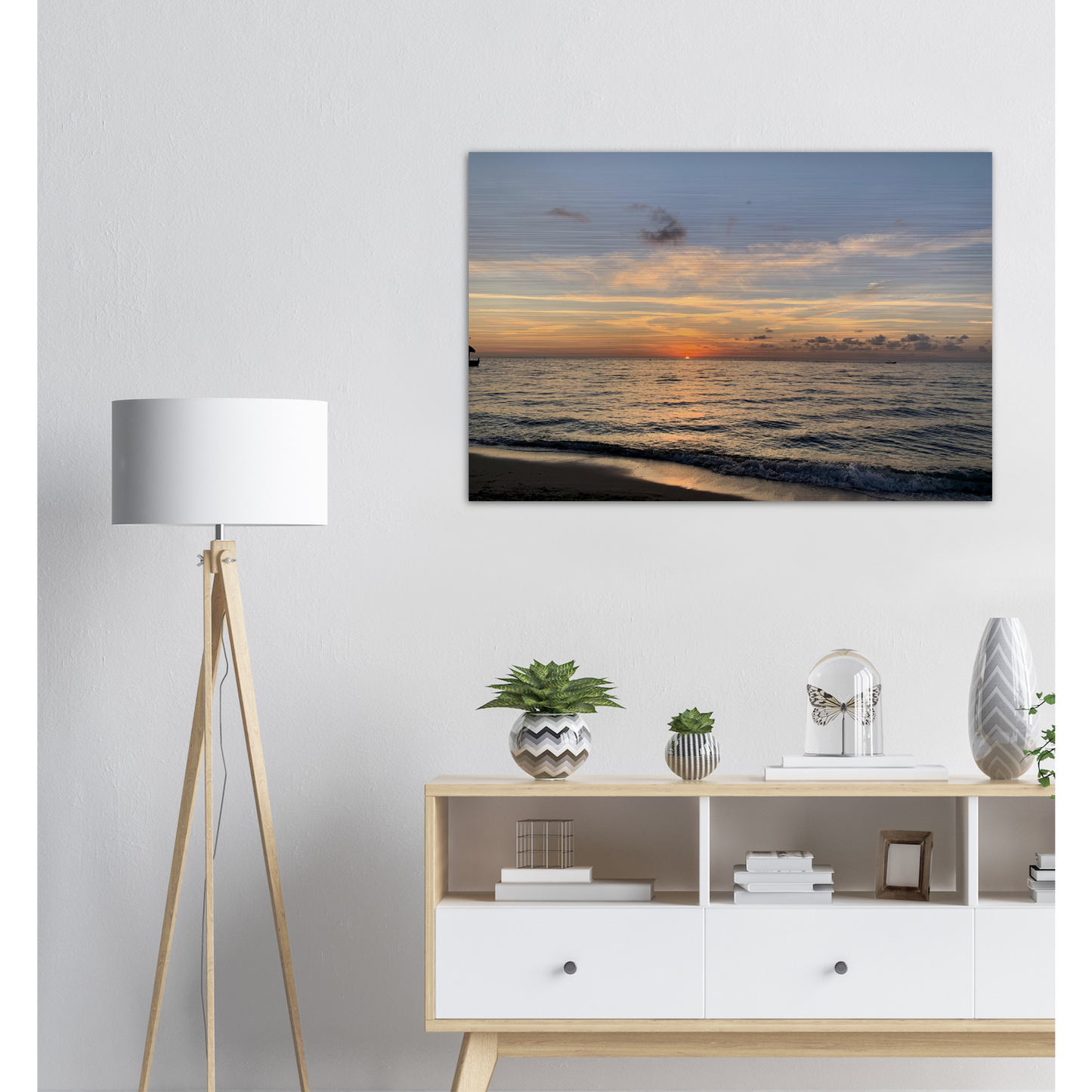 Sunset Over The Ocean Brushed Aluminum Print