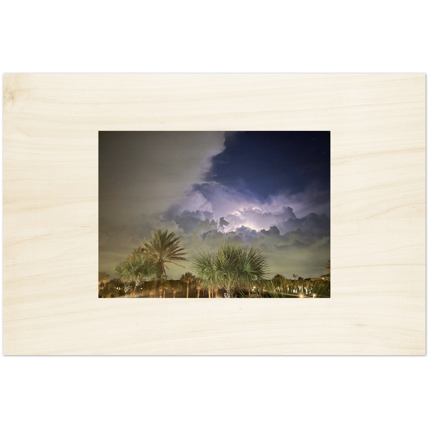 Lightning Over Punta Gorda Wood Prints