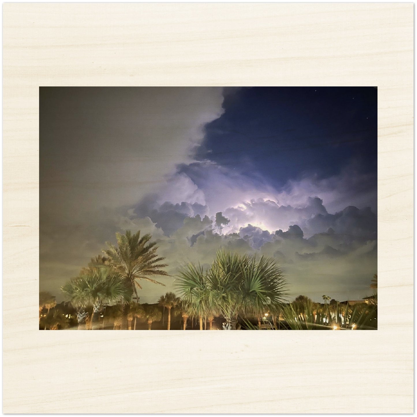 Lightning Over Punta Gorda Wood Prints