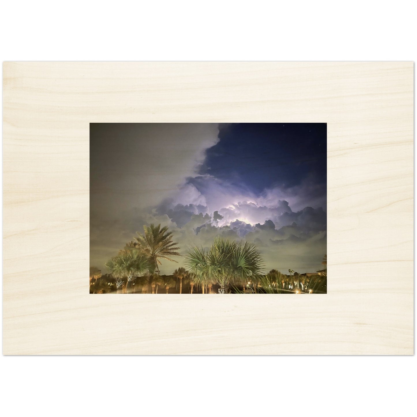 Lightning Over Punta Gorda Wood Prints