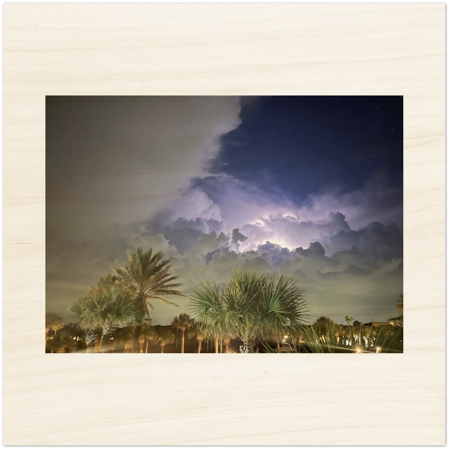 Lightning Over Punta Gorda Wood Prints