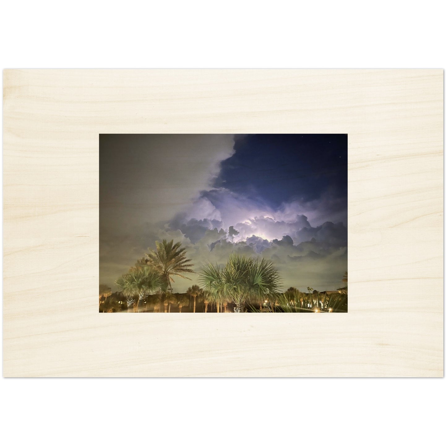 Lightning Over Punta Gorda Wood Prints