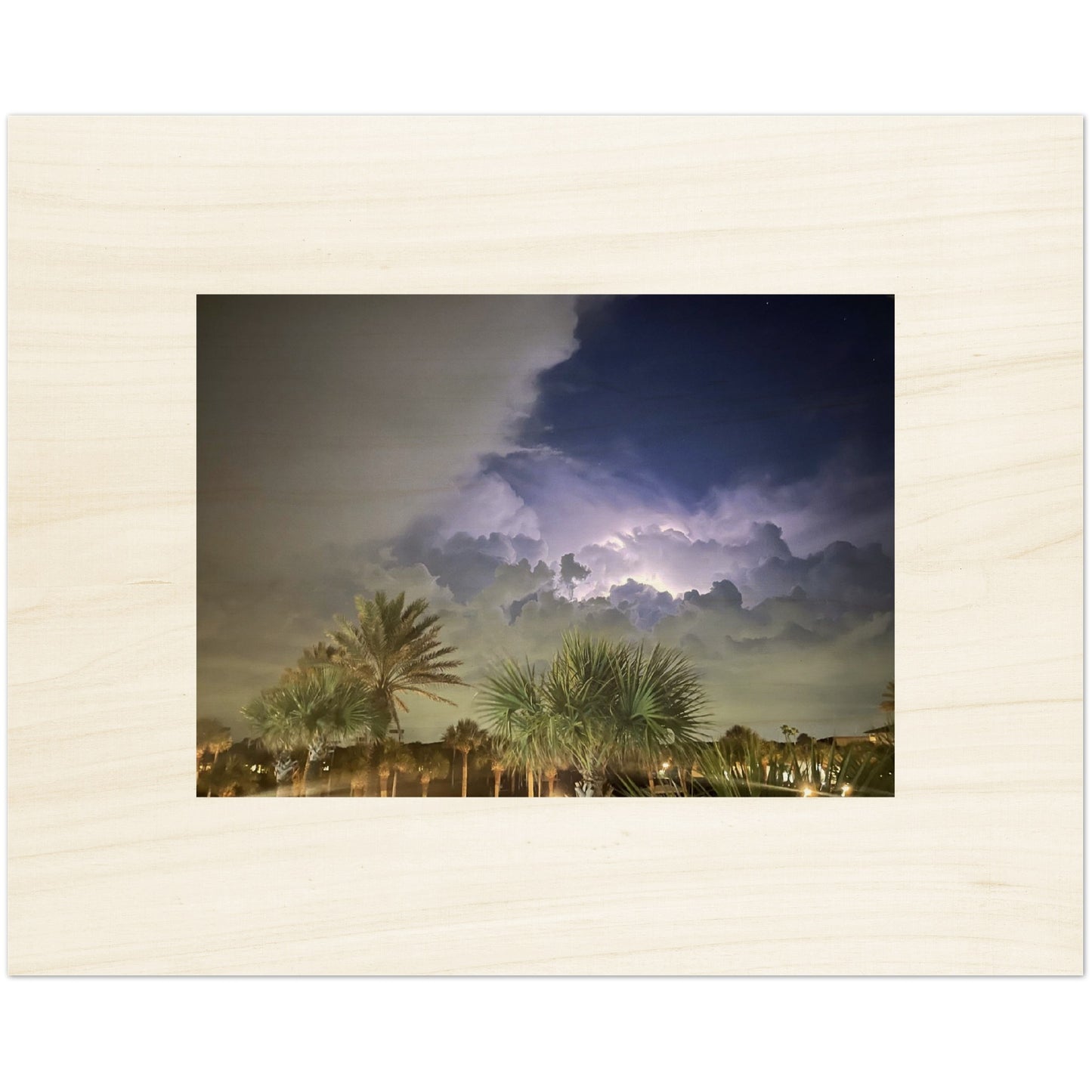 Lightning Over Punta Gorda Wood Prints