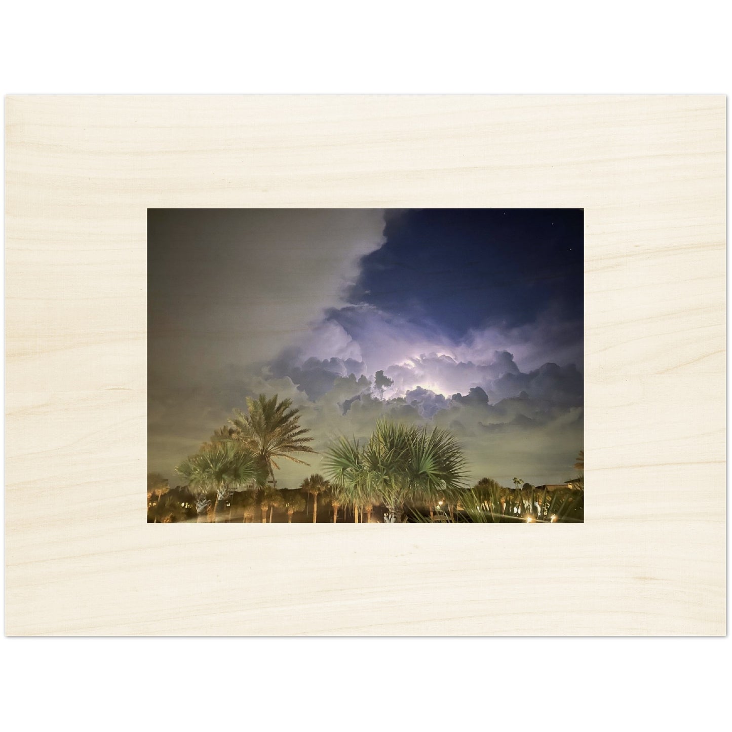 Lightning Over Punta Gorda Wood Prints